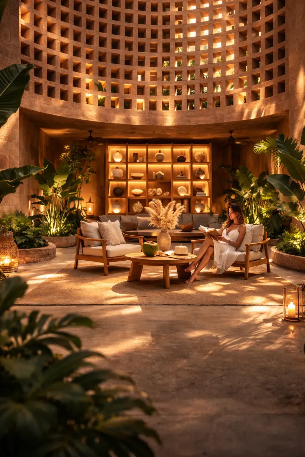 MOYRA lobby surrounded by vegetation