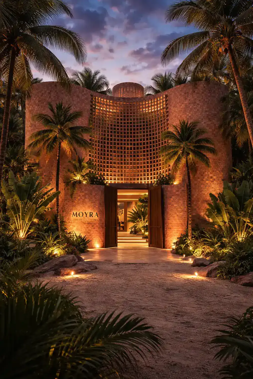 MOYRA facade surrounded by tropical vegetation